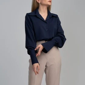 شومیز زنانه کرپ یقه پایه دار کریستینا (Cristina) سین استایل