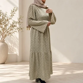 پیراهن پاییزه مراکشی سلوا (سبز سدری)