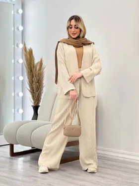 ست مانتو و شلوار جلو باز