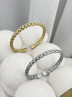 دستبند طرح بافت استیل زنانه905