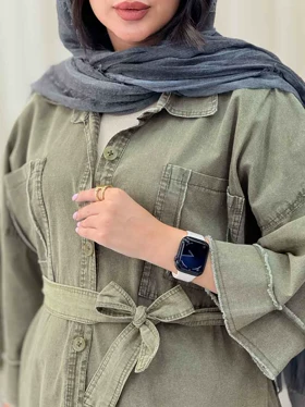 مانتو دو جیب ریش دار پروین