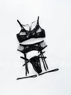 ست شورت و سوتین فنر دار هارنس و گارتر دار تور و دانتل فانتزی