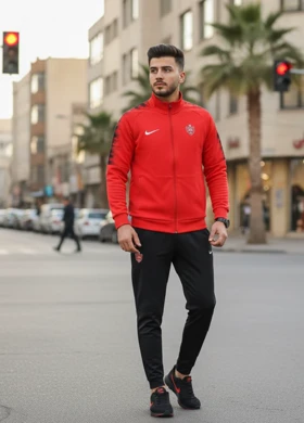 پکیج ست سویشرت شلوار پرسپولیس مردانه مدلJ92 +کفش ورزشی مردانه Nike مدل Tigo زیره قرمز