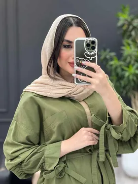 مانتو لینن بلند پشت کش دار