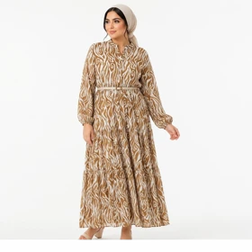 پیراهن ساحلی زنانه قواره دار نسکافه ای