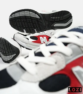 کفش کتانی سفید طوسی قرمز Newbalance 992