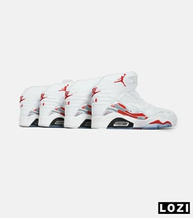 کفش کتانی ساق‌دار مردانه سفید قرمز Nike air jordan 6