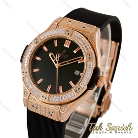 ساعت هابلوت زنانه فول نگین باگتی رزگلد مشکی Hublot-5131-L