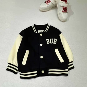 ژاکت بمبر کودک یونیسکس با طرح‌های آپلیکه و کنتراست کالج