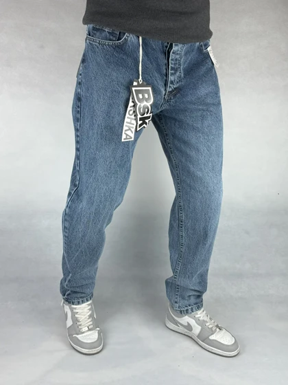 شلوار مام فیت مردانه آبی ساده 146