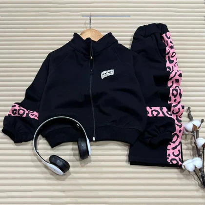 سه تیکه دخترانه سویشرت،تاپ ،شلوار پلنگی