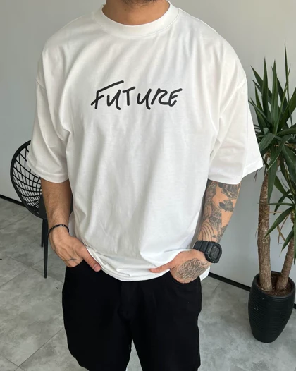 تیشرت یقه گرد FUTURE رنگ سفید