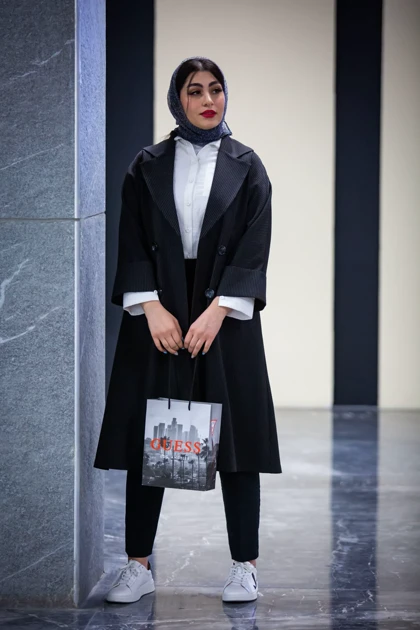 مانتو یقه انگلیسی استین پاکتی دیپلمات