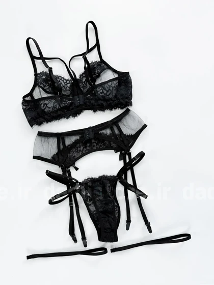 ست شورت و سوتین فنر دار هارنس و گارتر دار تور و دانتل فانتزی