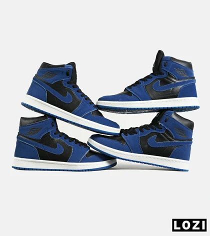 کفش کتانی مردانه و زنانه ساق‌دار مشکی آبی NIKE jordan 1