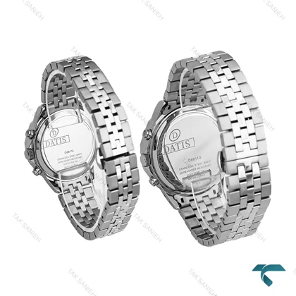 ست ساعت داتیس D8811GL سه موتوره نقره ای صفحه سفید Datis-6924-S
