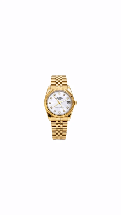 ساعت رولکس دیت جاست زنانه تمام طلایی صفحه سفید ایندکس نگین Rolex Datejust