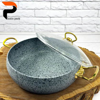 تابه 28 خمره ای دودسته درب پیرکس طوسی هاناتک