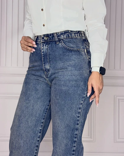 خرید شلوار جین نیم بگ آبی تینت زنانه Women's Tint Blue Semi Baggy Jeans کد 913202