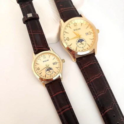 ست ساعت مچی زنانه و مردانه والار (WALAR) بند چرمی
