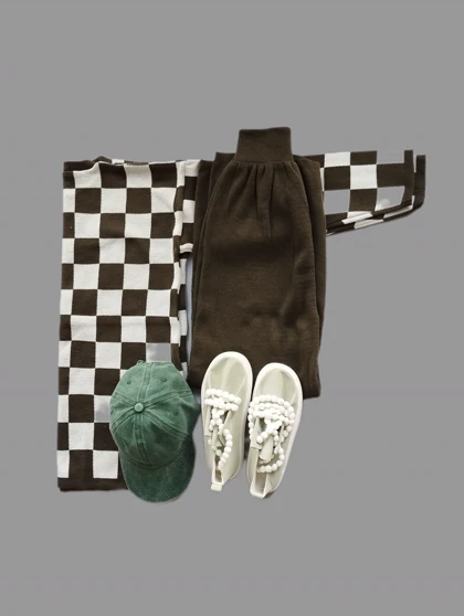 ست بلوز و شلوار بافت شطرنجی زنانه کد 4030122