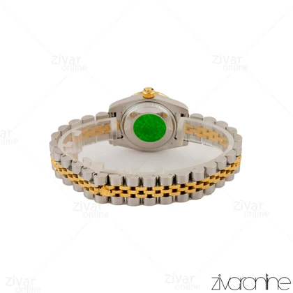 ساعت رولکس دیت جاست زنانه دور نگین صفحه قرمز اعداد یونانی 105108