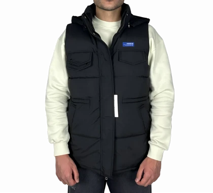 جلیقه پافر (بادی) کلاهدار مردانه - مشکی - مدل جیب‌دار تاکتیکال