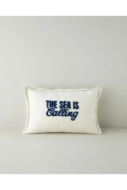 کوسن پرشده English Home مدل The Sea Is Calling پنبه و پلی‌استر - سرمه‌ای-بژ