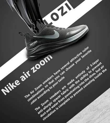 کفش کتانی مردانه و زنانه مشکی Nike air zoom مدل 4304