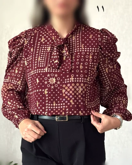 شومیز حریر آستین پفی 6