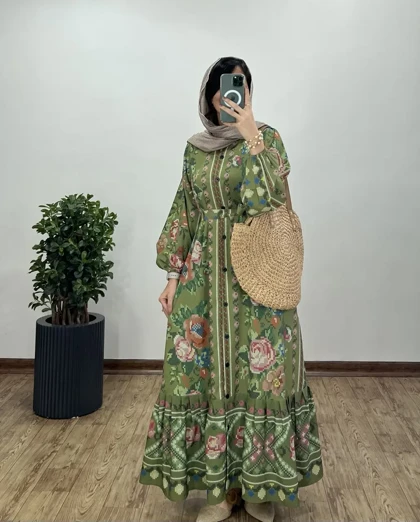 پیراهن بلند دکمه دار شرمیلا 3