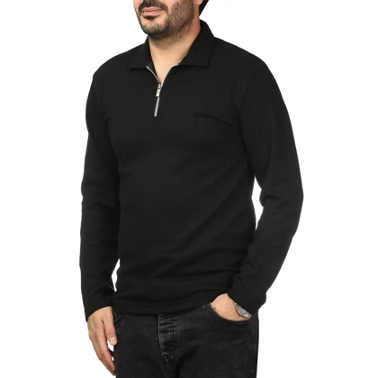 پولوشرت آستین بلند نیم زیپ مردانه سیزر مدل 1550453