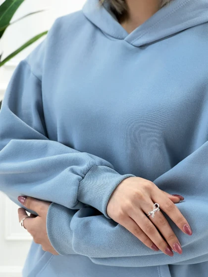هودی ساده دورس زنانه تو کرکی کلاهدار