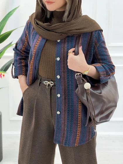 شکت گلیمی زنانه بنفش استایل کژوال