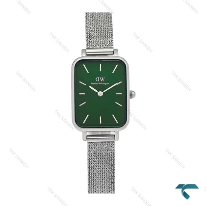 ساعت زنانه DW مستطیلی حصیری سیلور صفحه سبز DW-6714-L