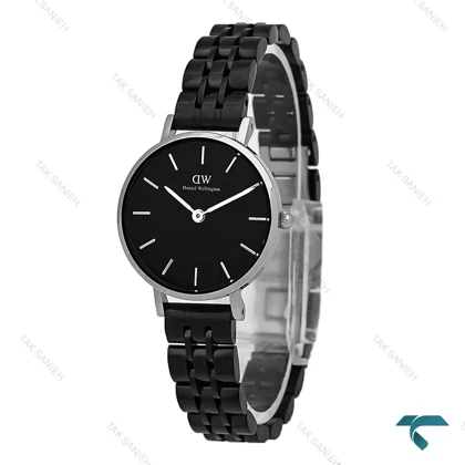 دنیل ولینگتون مینی گرد زنانه مشکی قاب سیلور DW-8019-L