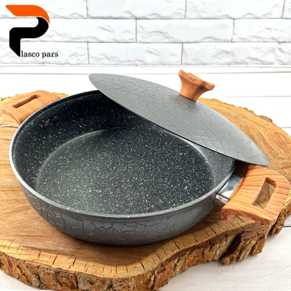 تابه 28 دودسته آنتیک دسته چوبی گرانیتی طوسی هاناتک