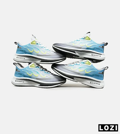 کفش کتانی مردانه سفید آبی لیمویی NIKE zoom X