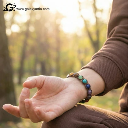 دستبند 7چاکرا با بافت مکرومه