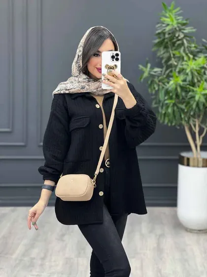 مانتو پاییزه دوخت دار جیب پاکتی