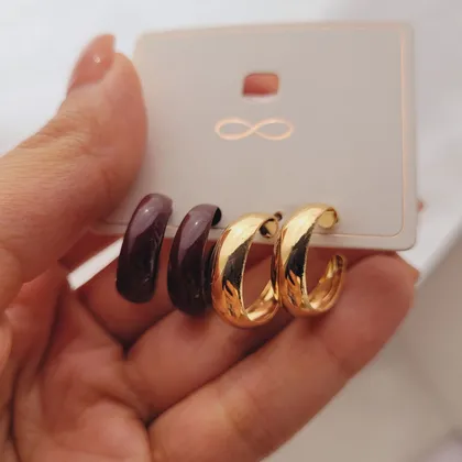 پک گوشواره حلقه‌ای کوچک مشکی