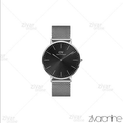 ساعت دنیل ولینگتون مردانه سیلور صفحه مشکی بند حصیری 104697