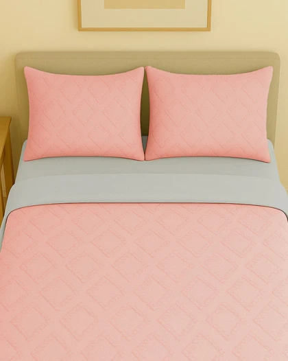 سرویس روتختی کاوری مینیمال طرح برجسته لوزی (صورتی)