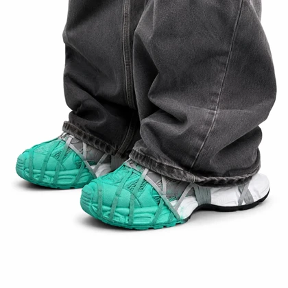 کفش کتانی مردانه مدل بالنسیاگا اسپایدر کاستوم طوسی سبز2 BALENCIAGA SPIDE