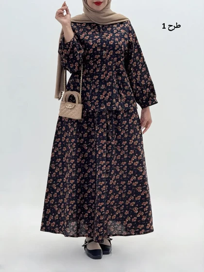 4344-شومیز و دامن فیروزه