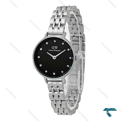 دنیل ولینگتون زنانه نقره ای صفحه مشکی نگینی اسمال DW-7830-L