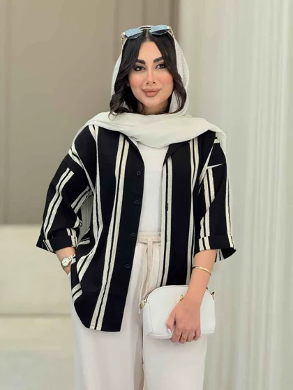 شومیز آستین پاکتی طرح راه راه