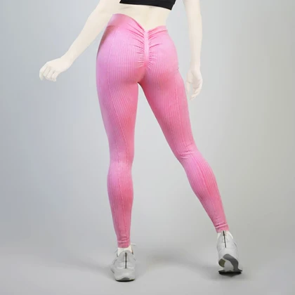 لگ سیملس ورزشی زنانه سنگشور کبریتی کمر هفتی مدل 4H0268 صورتی