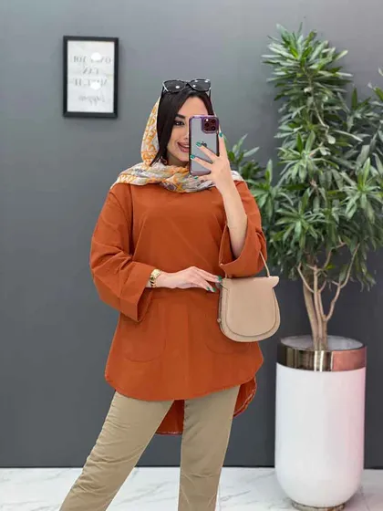 مانتو جلو بسته جیب برش‌دار