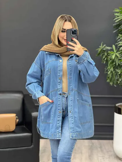 مانتو جین جیب کج